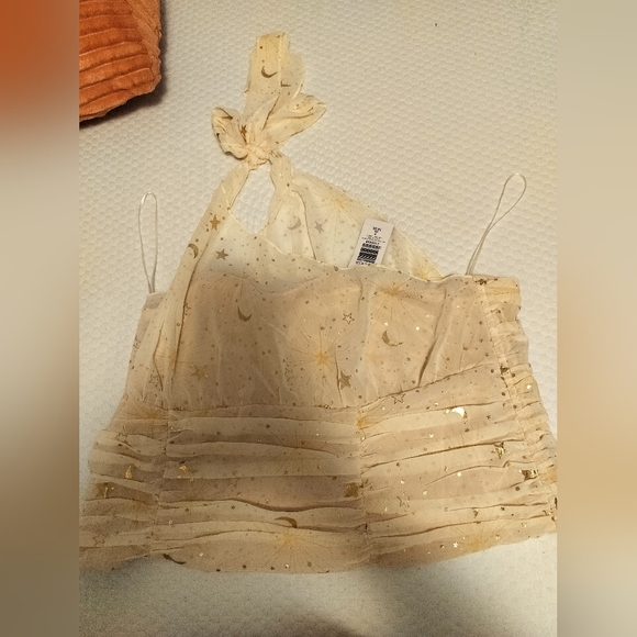 Torrid Crop Top - Off White & Gold - Picture 3 of 5